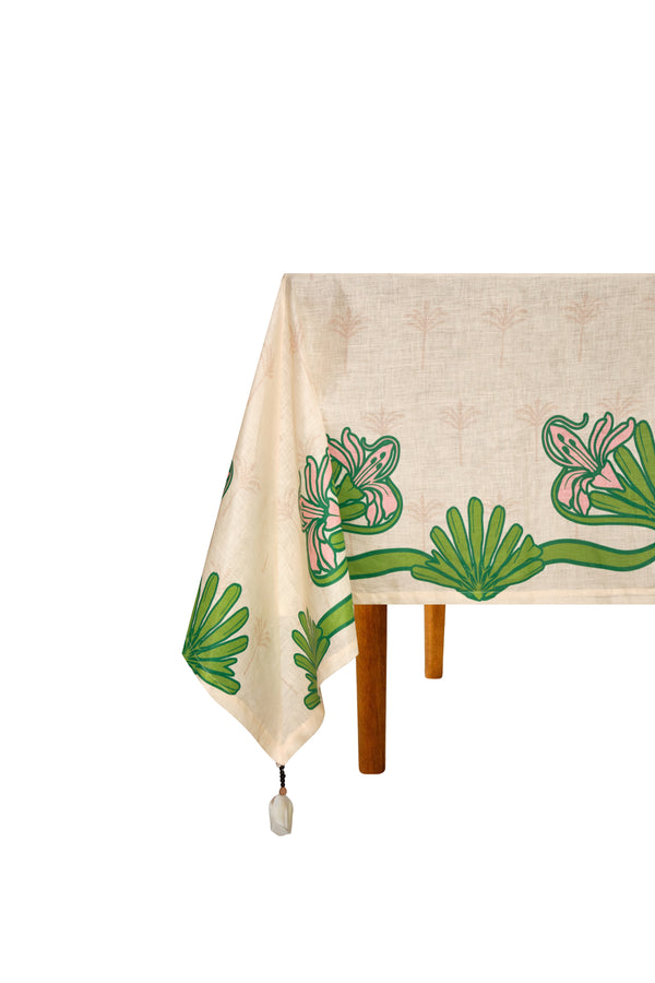 Embroidered Linen Tablecloth  / Lirios Midi